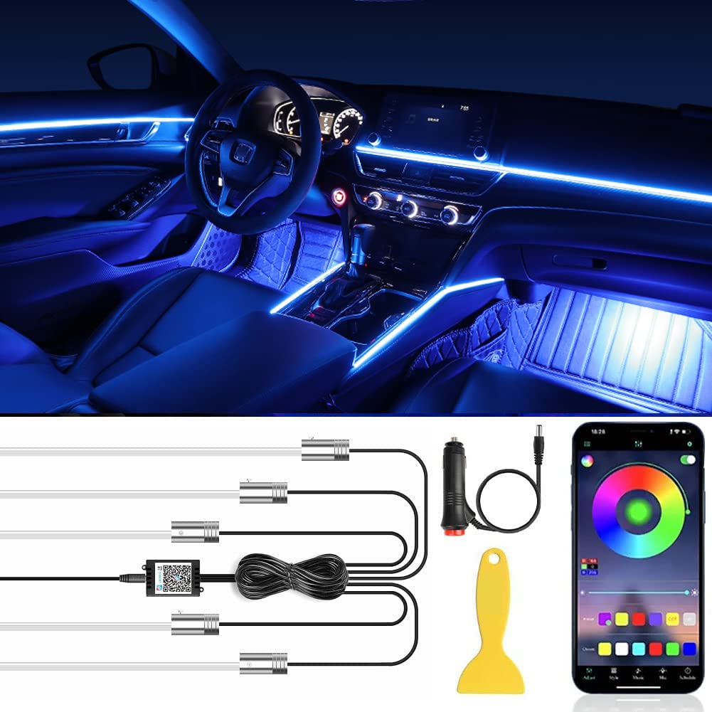 LEDCARE RGB Multicolor Car Interior LED Strip Lights - 5-in-1 Ambient Lighting Kit with 236