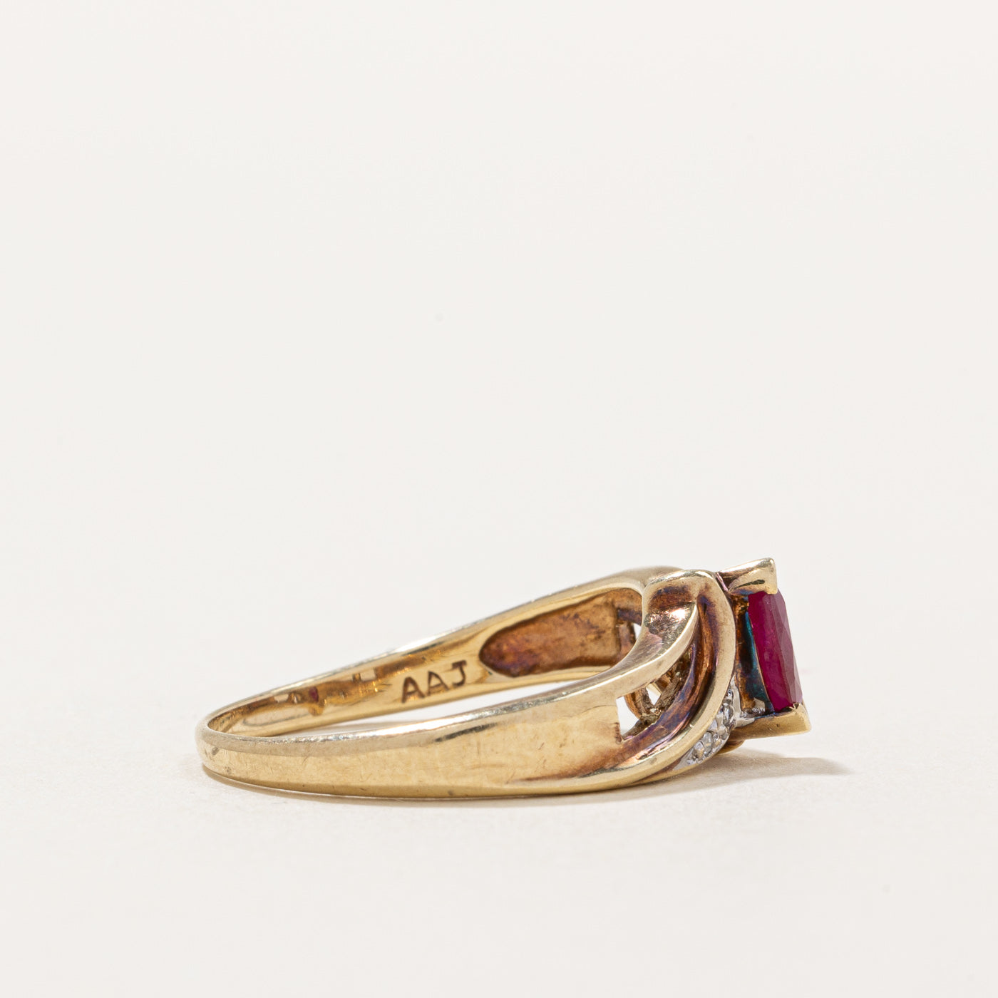 Exquisite Ruby & Diamond Bypass Ring - 0.23ct Ruby & 0.02ctw Diamonds - Size 6 - Elegant Gift for Anniversary, Engagement & Special Occasions