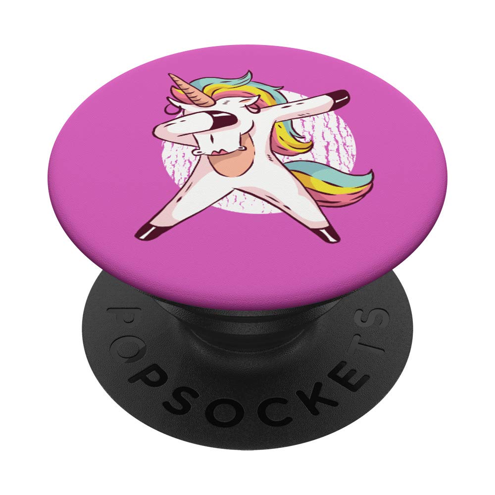 Dabbing Unicorn PopSocket PopGrip: Swappable Phone Grip for Girls, Pink Phone Stand for Phones & Tablets, Perfect for School, Work, and Travel
