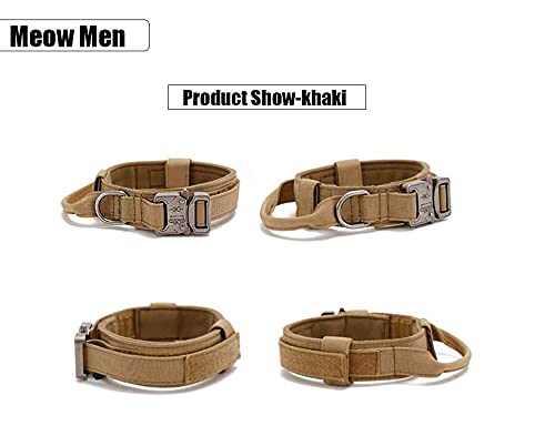 Tactical Dog Collar - Adjustable Military Nylon Collar with Control Handle & Heavy Metal Buckle for Medium & Large Dogs - Durable Training Collar for Walking, Hiking & Outdoor Adventures (Brown)