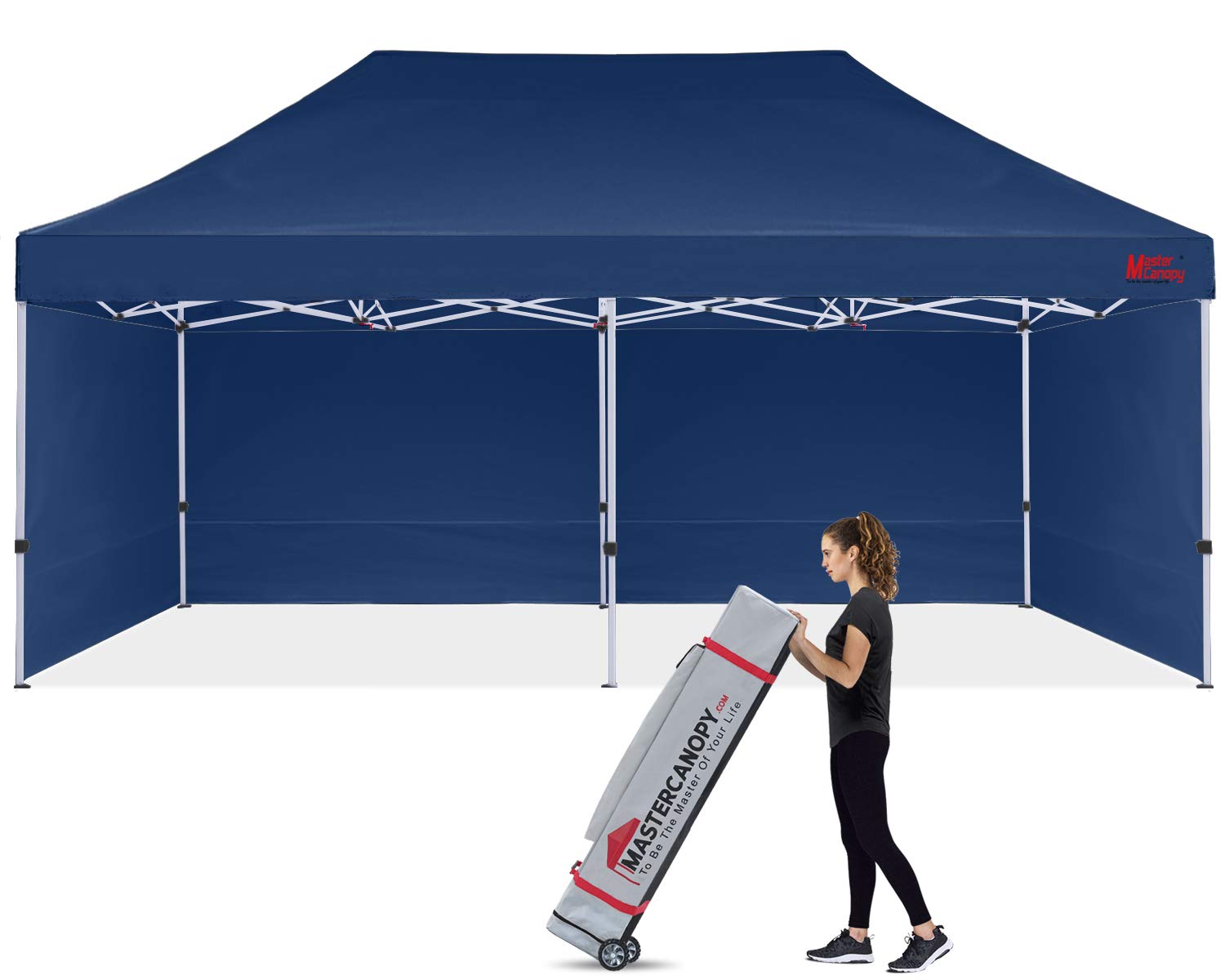 Heavy Duty 10x20 Pop Up Canopy Tent with Sidewalls - Navy Blue Waterproof Outdoor Shelter for Parties, Camping, and Events