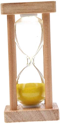 5 Minute Wooden Sandglass Hourglass - Kitchen Timer, Egg Timer, Decorative Clock - Perfect for Cooking, Baking, Games & Home Office Decor (Yellow)