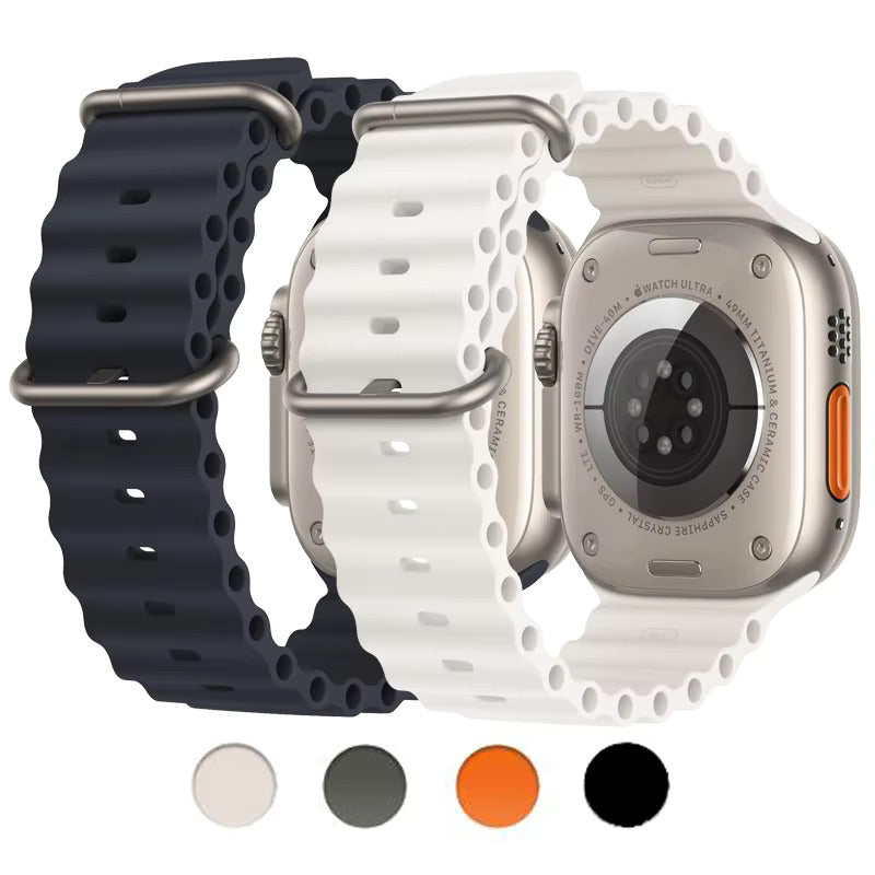 Premium Ocean-Themed Replacement Bands for Apple Watch Series 9/8/7/6/SE - Soft Silicone Sport Strap for Swimming, Surfing & Outdoor Activities