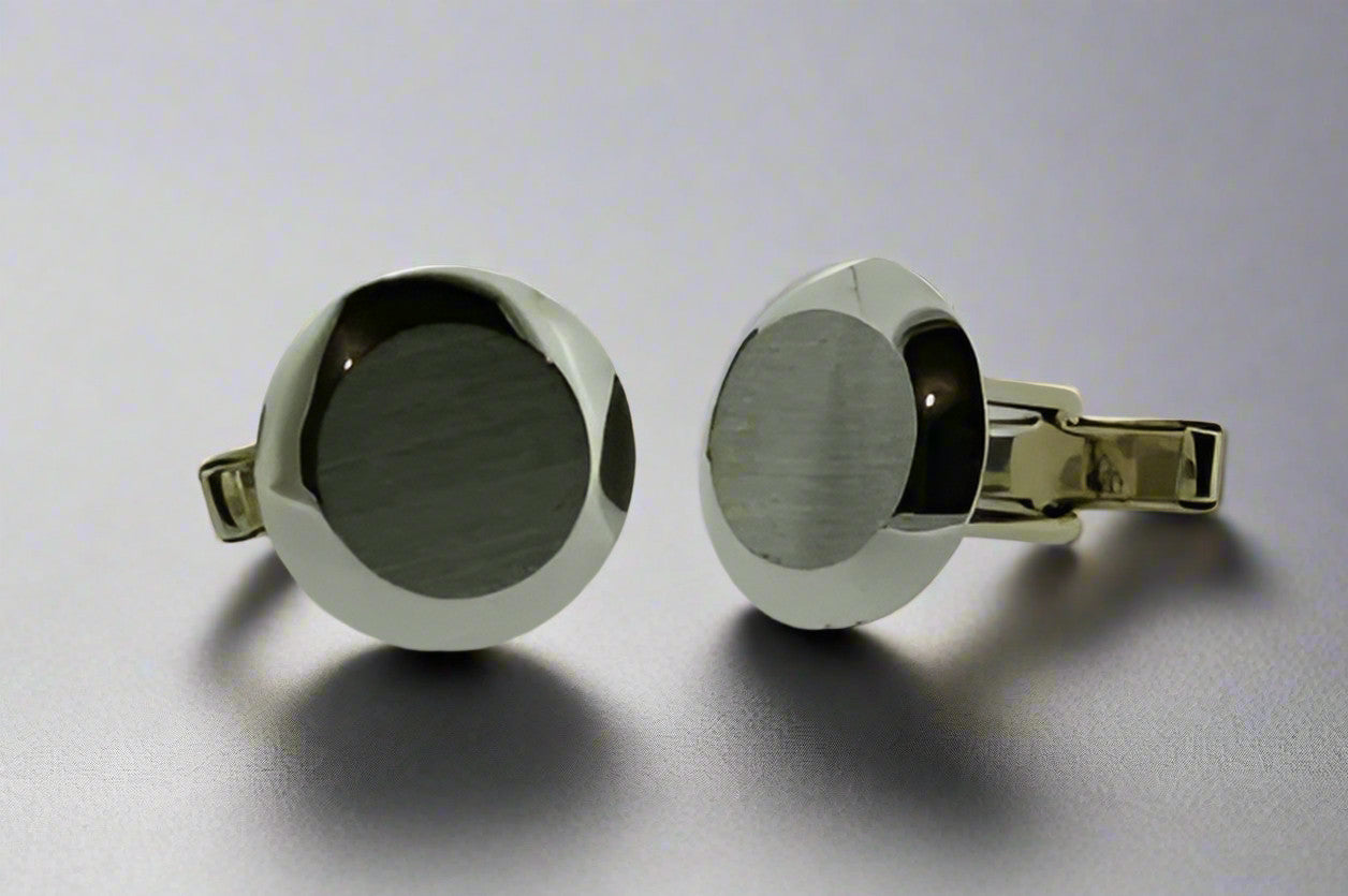 Matte Circle Cufflinks - Sterling Silver Men's Dress Accessories for Weddings & Formal Events
