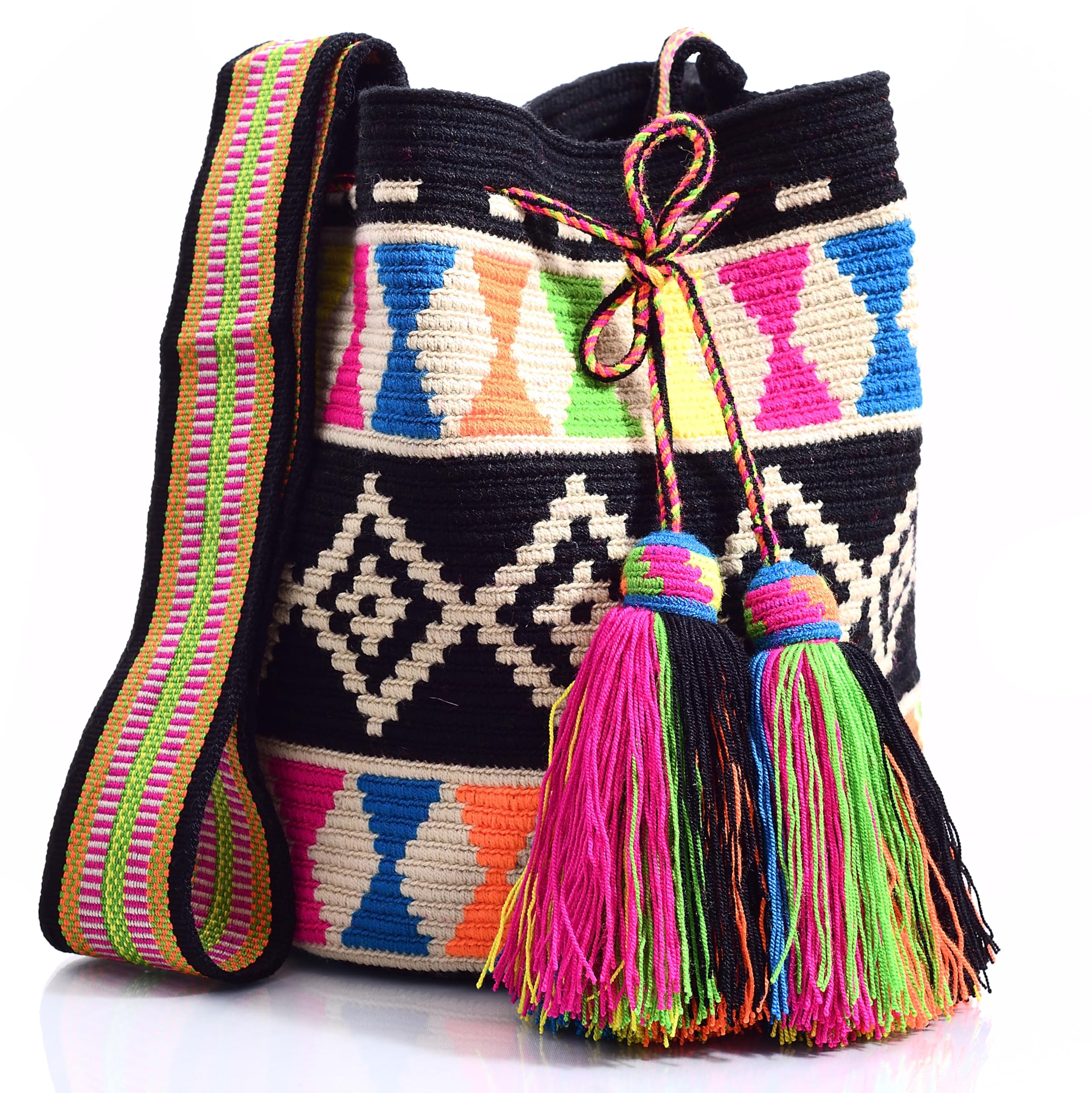 Authentic WYOU Designer Wayuu Crochet Bag - Large Handmade Tote for Women, Boho Beach Bag, Perfect for Travel, Shopping & Everyday Use