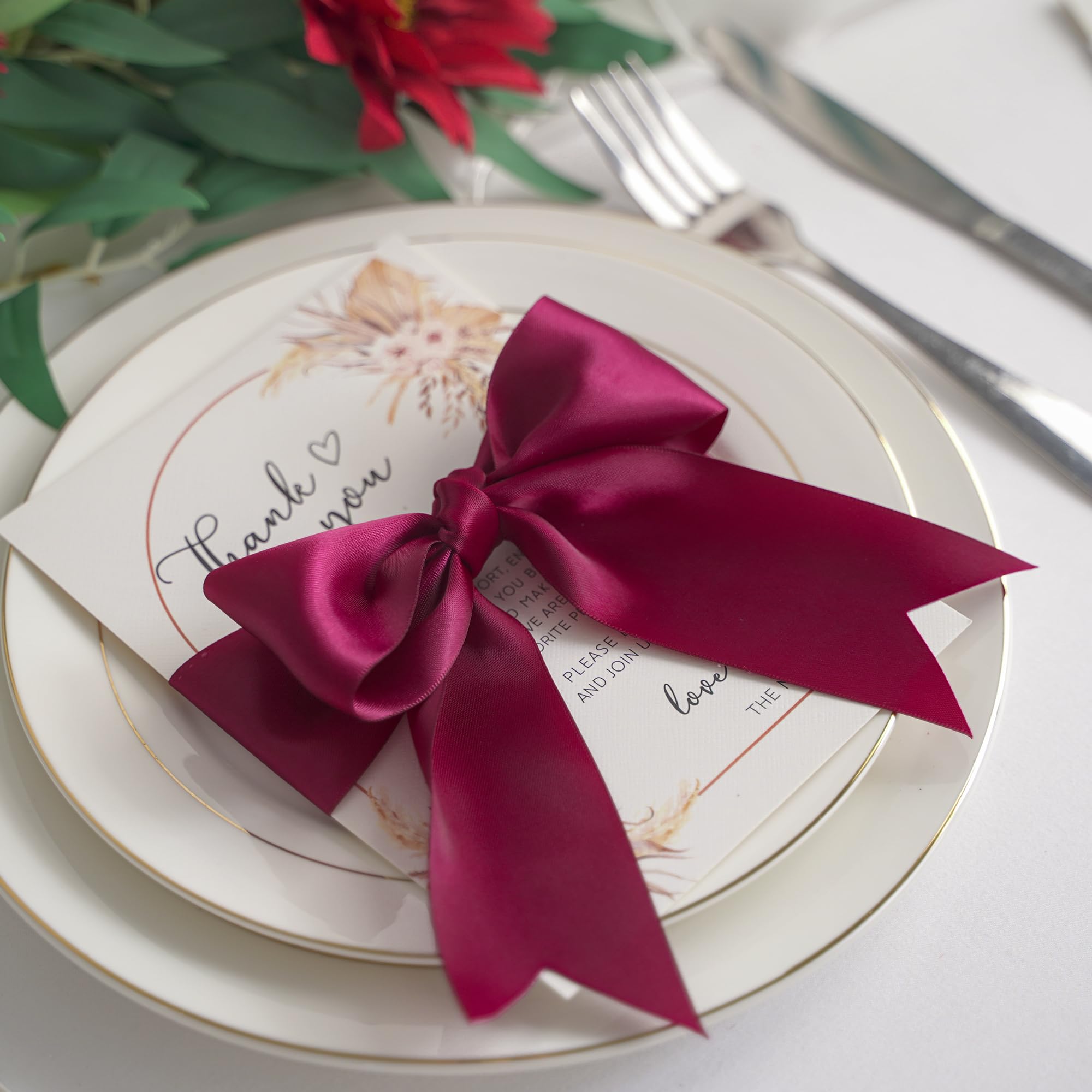 1-1/2 Inch Double Face Satin Ribbon - Maroon Wine Red Satin Ribbon for Gift Wrapping, Bow Making, Floral Bouquets, Wedding Invitations, Party Decor, Craft Supplies - Perfect for DIY Projects, Scrapbooking, Hair Accessories & Home Decoration