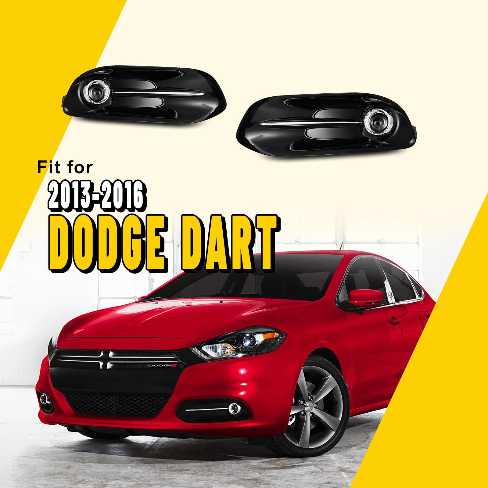 H11 12V 55W Fog Lights Kit for Dodge Dart 2013-2016 - Clear Glass Lens Fog Lamps with Wiring Harness & Switch Included (1 Pair) - Perfect for Night Driving & Bad Weather Visibility