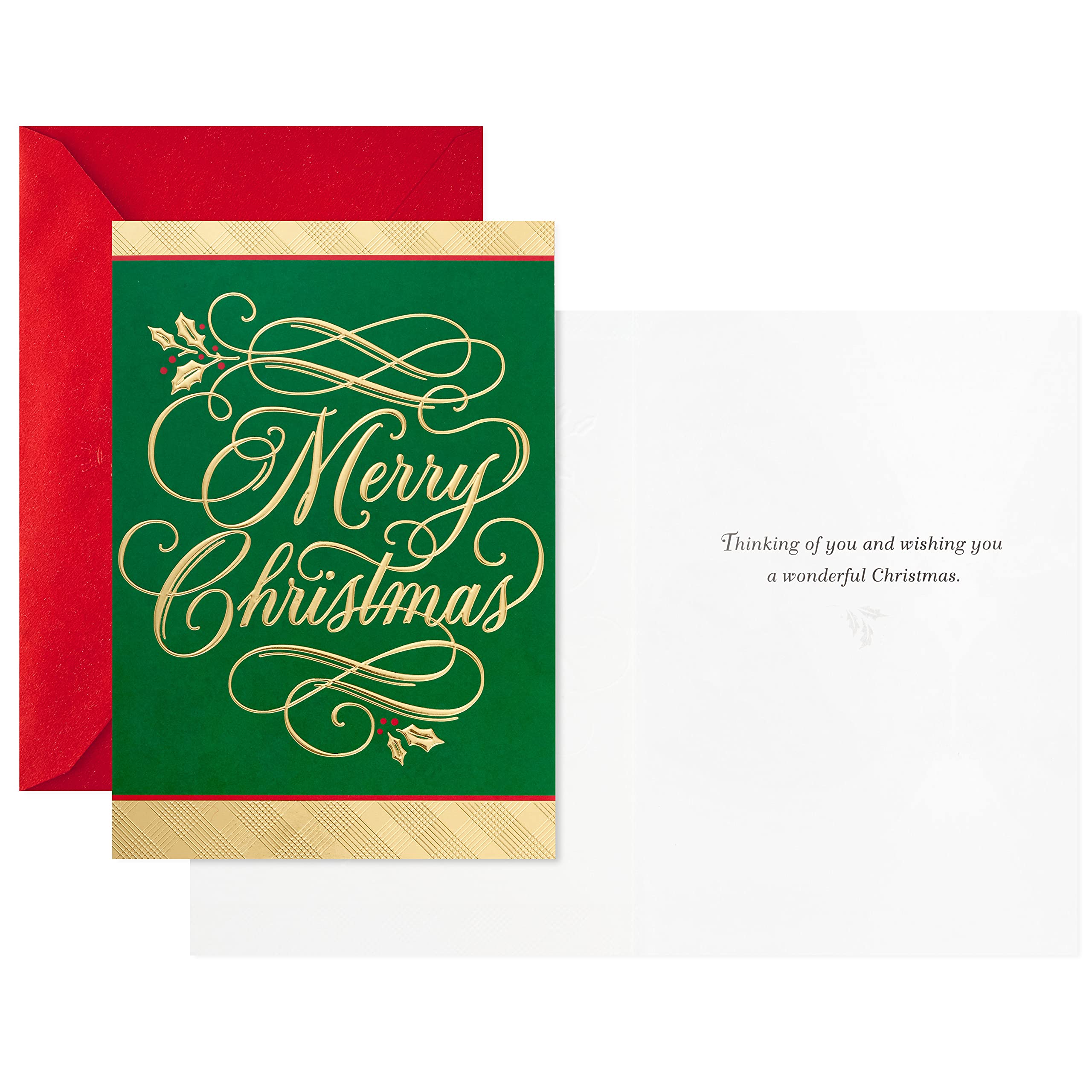 Hallmark Boxed Christmas Cards - 40 Green and Gold Holiday Greeting Cards with Envelopes | Perfect for Family, Friends & Office Holiday Wishes