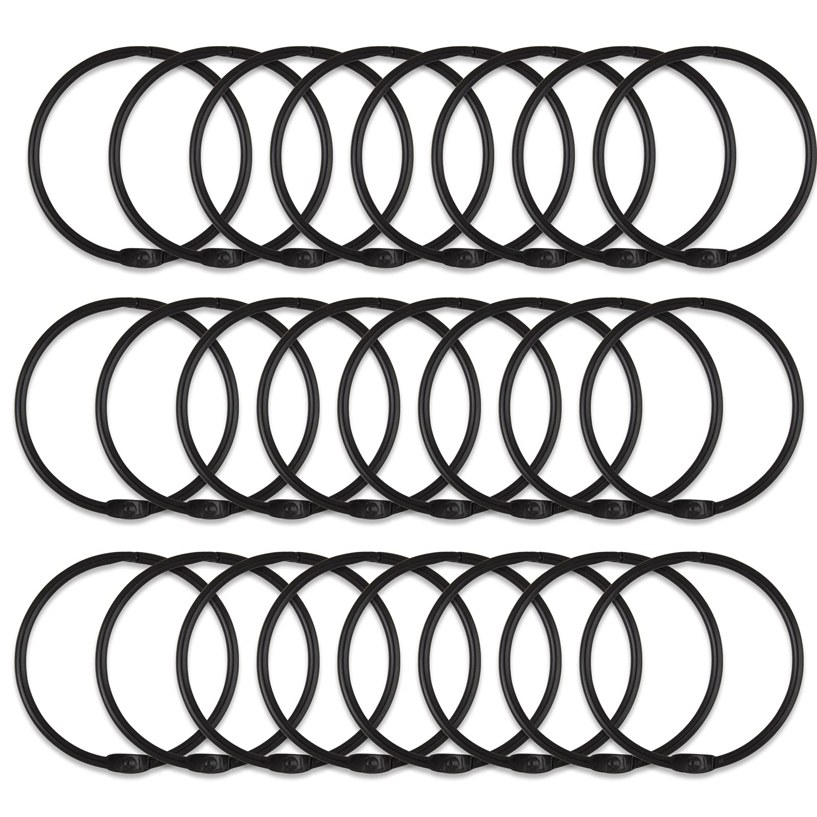 24 Pack Rustproof Metal Shower Curtain Rings - Decorative Round Hooks for Bathroom Shower Rods (Black) | Durable & Stylish Bathroom Accessories for Home, Hotel, and Apartment Use