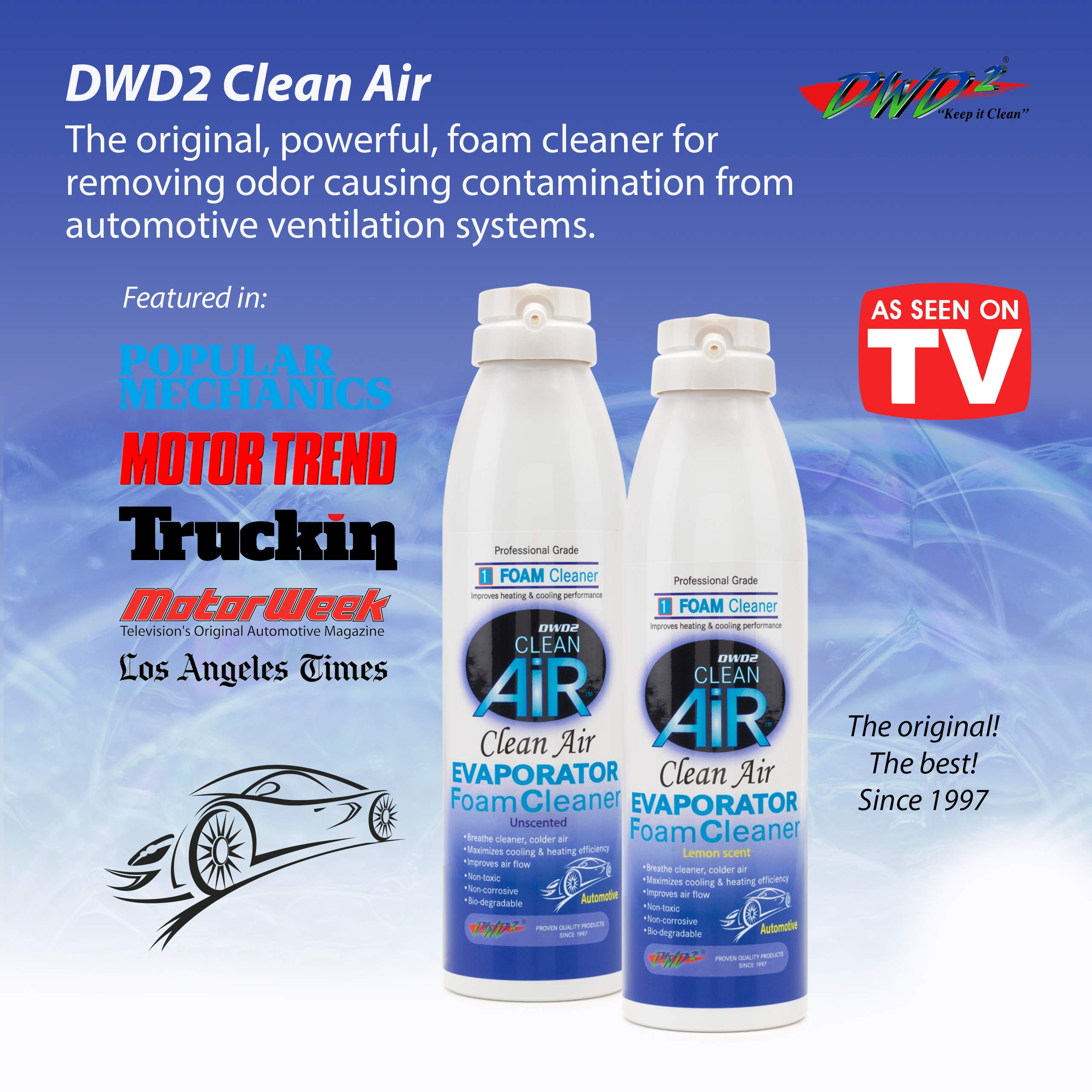 2 Pack Automotive AC Coil Cleaner Spray - Car AC Condenser & Evaporator Coil Cleaner | Lemon Scent | Improves Airflow & Cooling Efficiency | Perfect for Home & Auto AC Maintenance