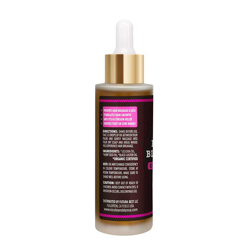 Nicole & Alyssa Hair Growth Oil - 2oz Natural Scalp Treatment with Jojoba, Hemp Seed & Black Castor Oils - 100% Pure Essential Oil for Thicker, Healthier Hair - Perfect for Daily Hair Care & Scalp Massage