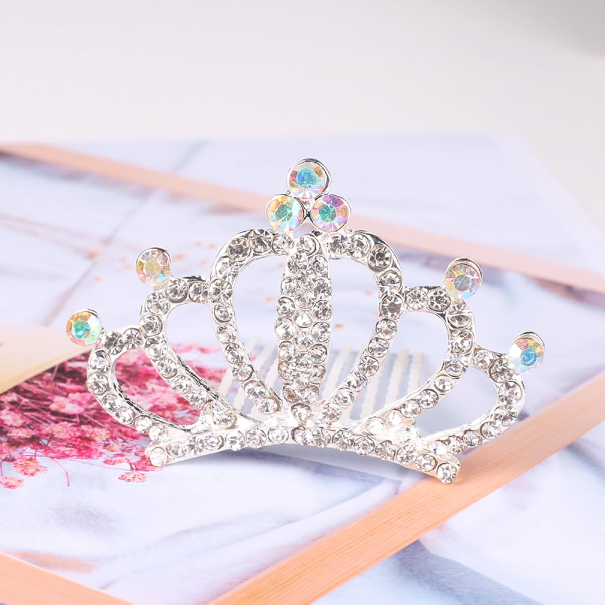 Beavorty Silver Bridal Tiara Headpiece – Floral Wedding Crown for Bride, Pageant, Girls Hair Accessories | Elegant Diamond Headgear for Weddings, Prom, Special Occasions