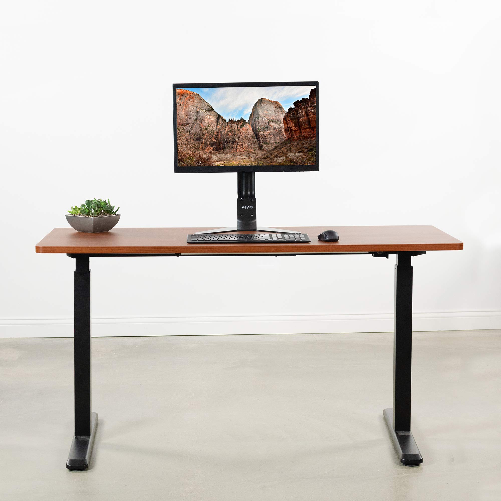 VIVO Dark Walnut 60 x 24 Inch Universal Solid Wood Table Top for Adjustable Height Desk Frames - Perfect for Home Office, Standing Desk & Workspace Setup