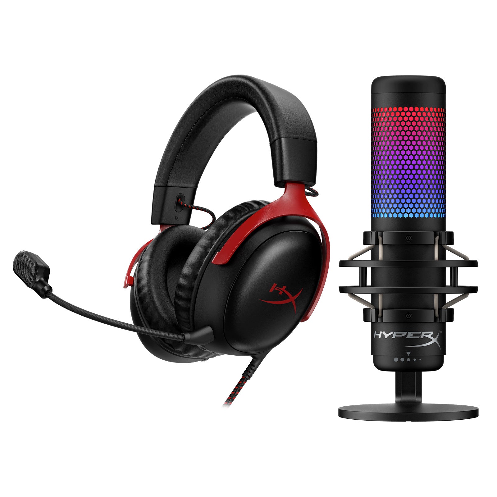 HyperX Cloud III Wired Gaming Headset & QuadCast S RGB USB Microphone Bundle - Perfect for PC, PS5, Xbox Streaming & Professional Esports