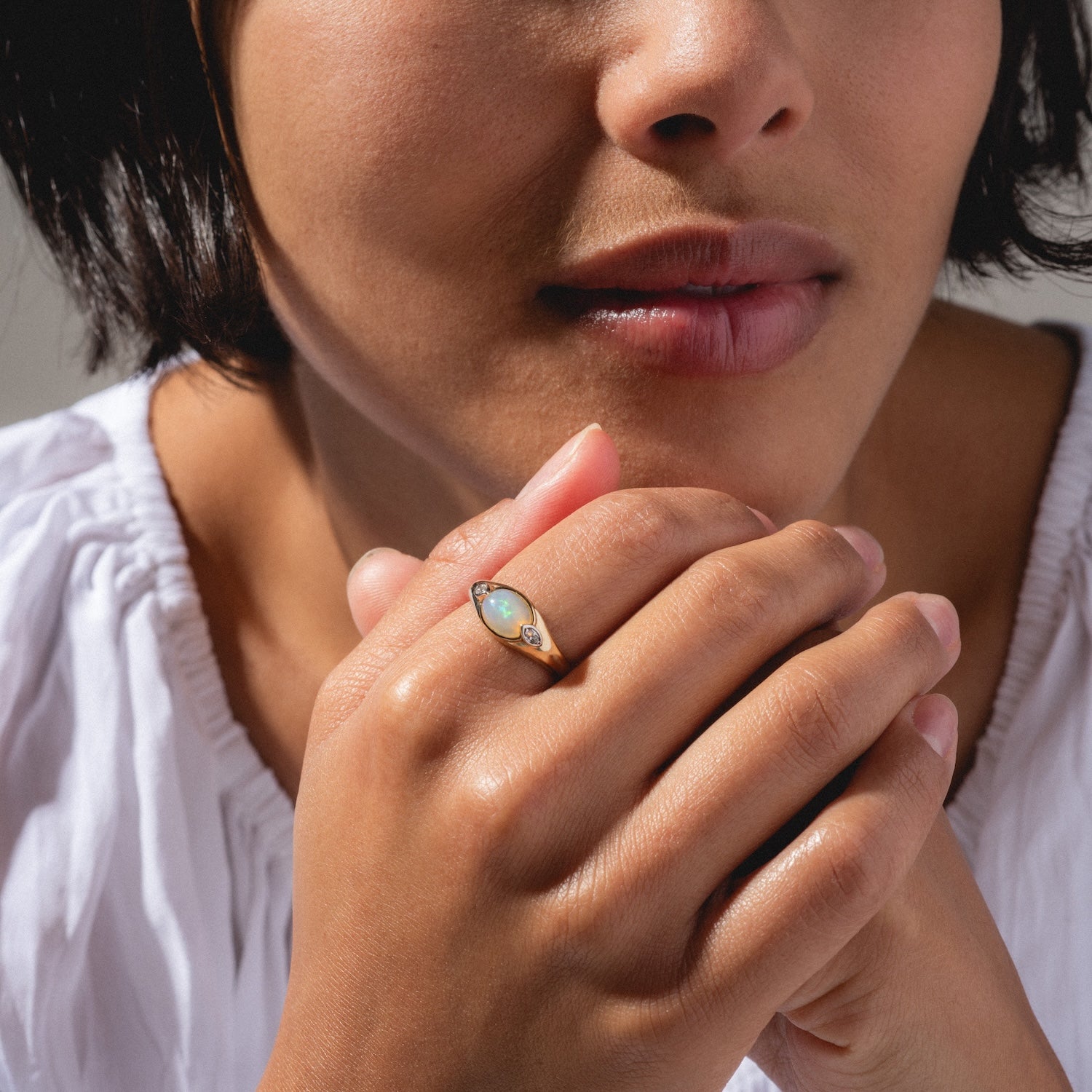 Solid Gold Crystal Ball Opal Ring - Elegant 14K Gold Gemstone Jewelry for Women | Perfect for Special Occasions, Weddings & Gift Giving