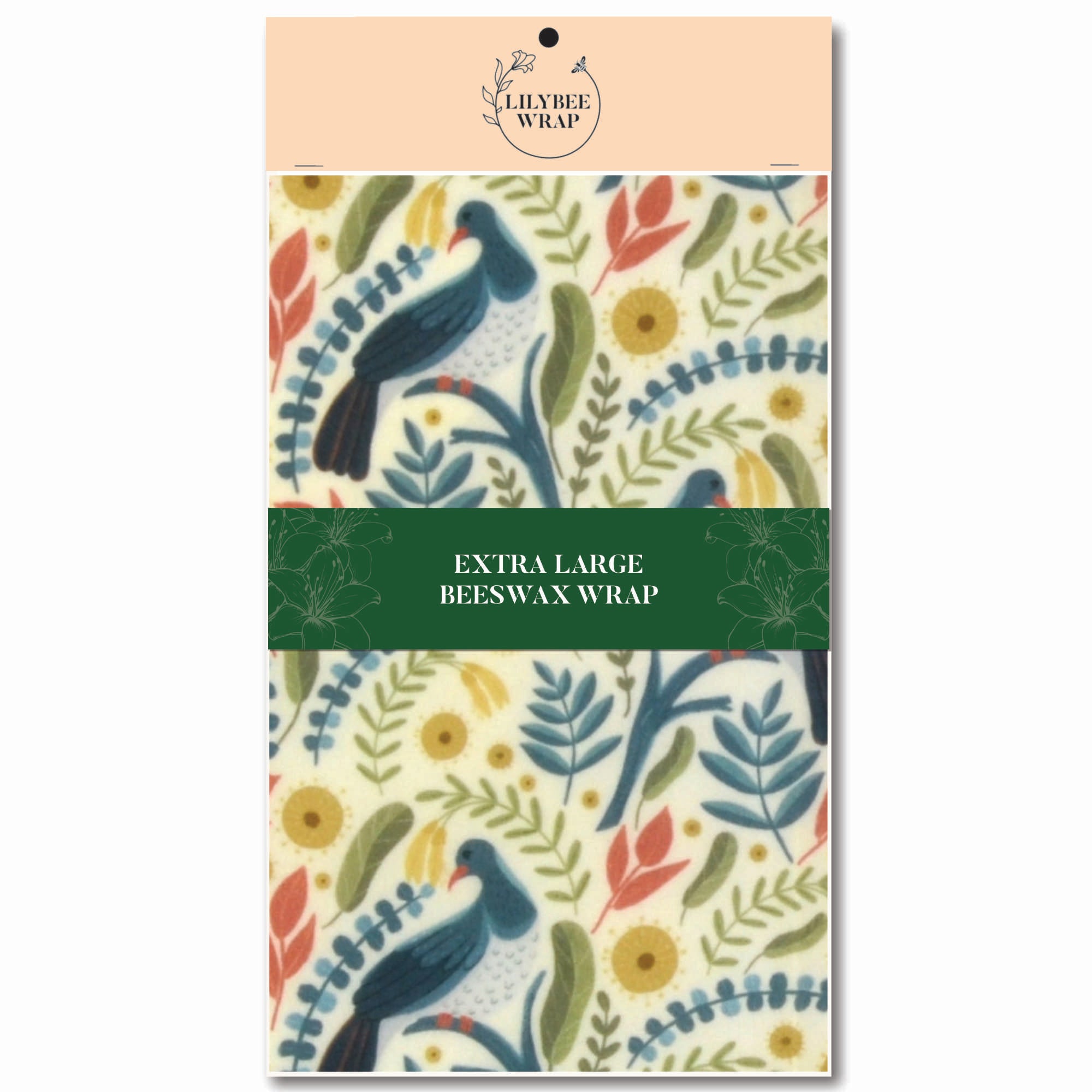 Eco-Friendly Kereru XL Beeswax Food Wrap - Reusable Sustainable Alternative to Plastic Wrap for Fresh Food Storage, Lunch Packing & Meal Prep