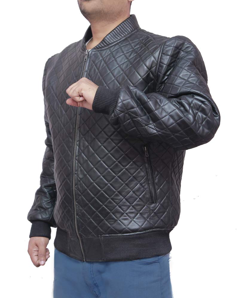 Premium Genuine Lambskin Leather Jacket for Men - Quilted Biker Style Real Leather Coat - Perfect for Motorcycle Riding, Casual Outfits & Winter Fashion