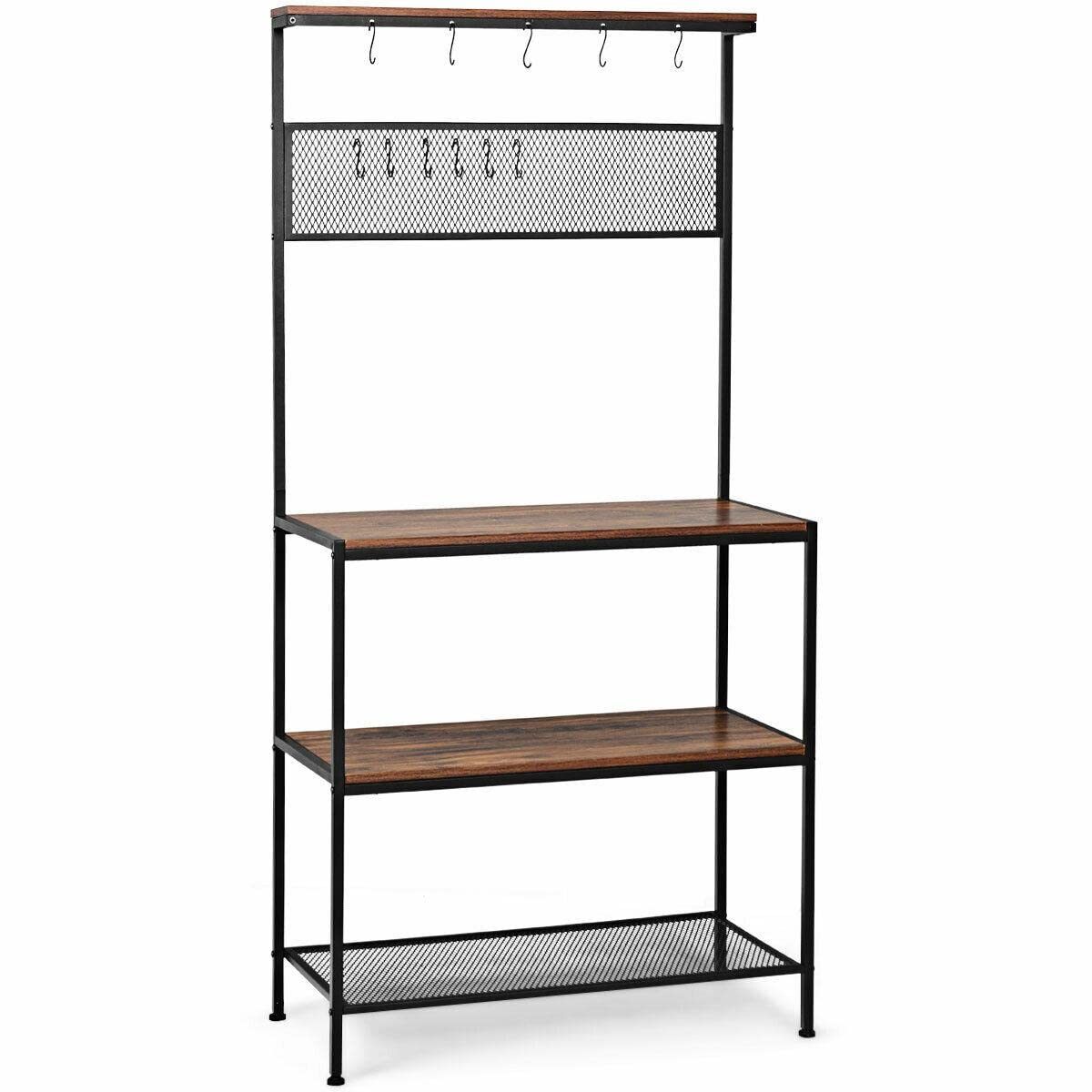 AWED 4-Tier Stainless Steel Kitchen Bakers Rack with Microwave Stand - Heavy Duty Storage Organizer Shelf for Microwave Oven, Spices, Cookbooks - Perfect for Small Kitchen, Apartment, Dorm Room Organization