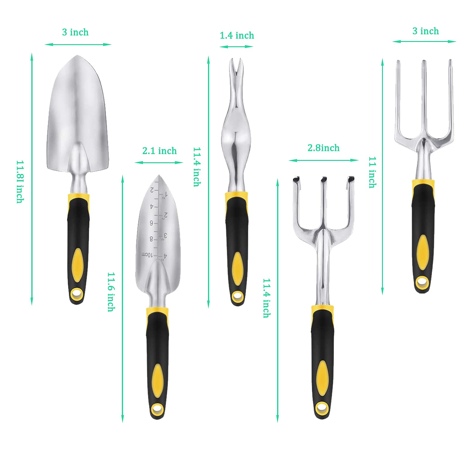 13/7/5/3-Piece Garden Tool Set with Storage Bag - Heavy Duty Stainless Steel Gardening Tools for Planting, Weeding & Digging - Perfect for Home Garden, Yard Work & Outdoor Landscaping