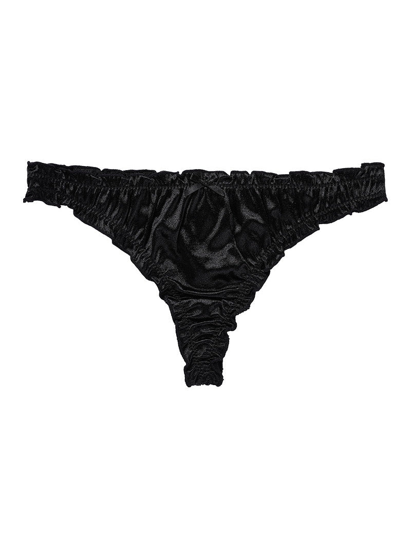 ZASUWA Women's Velvet Bow Tie T-Back Panties - Soft & Sexy Underwear for Valentine's Day, Date Night, and Special Occasions