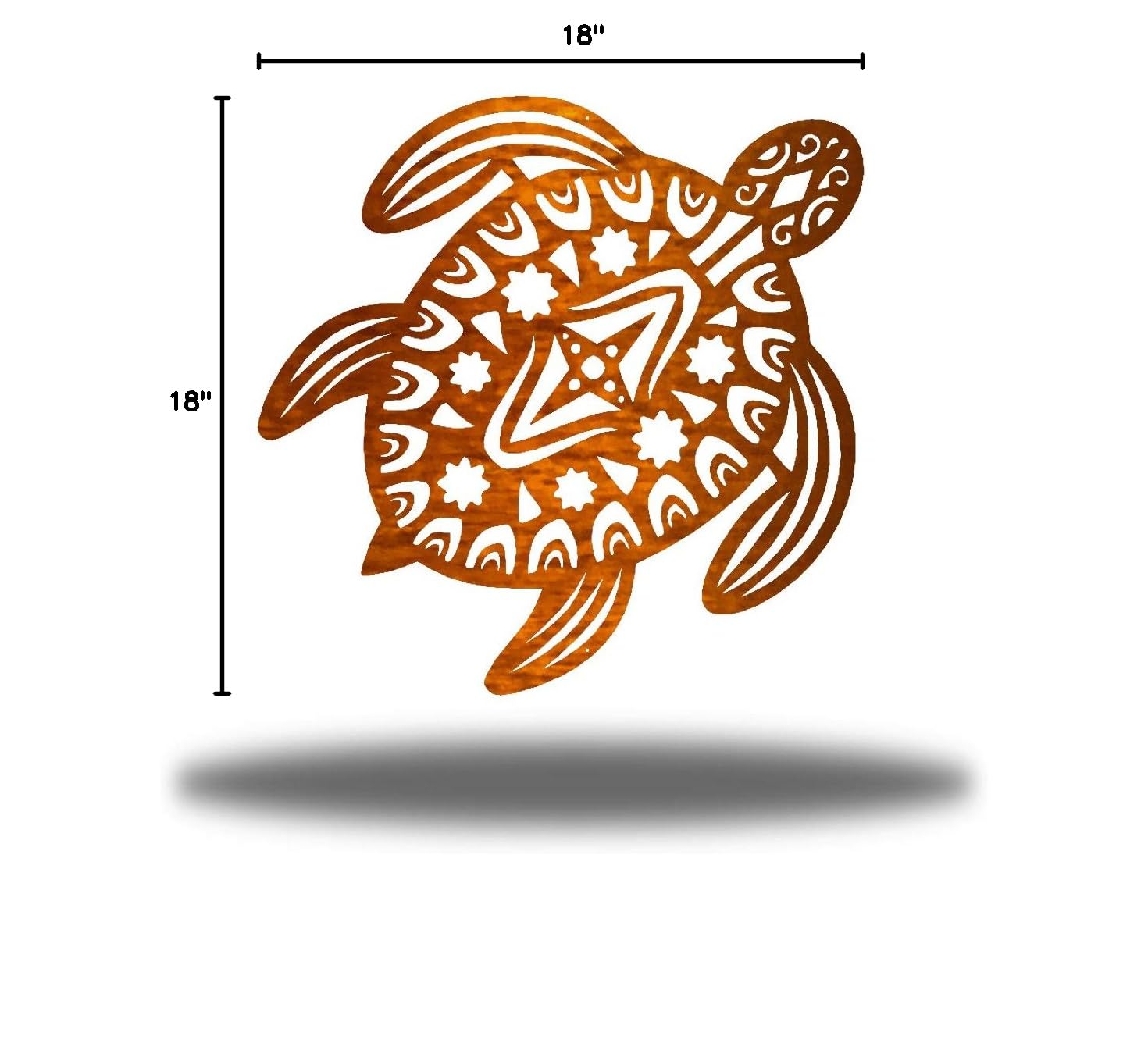 Riverside Designs Sea Turtle Coastal Beach Metal Wall Art Decor | Heavy-Duty Waterproof Outdoor Indoor Wall Hanging | Made in USA 18-Inch Copper | Perfect for Beach House, Living Room, Patio & Coastal Decor