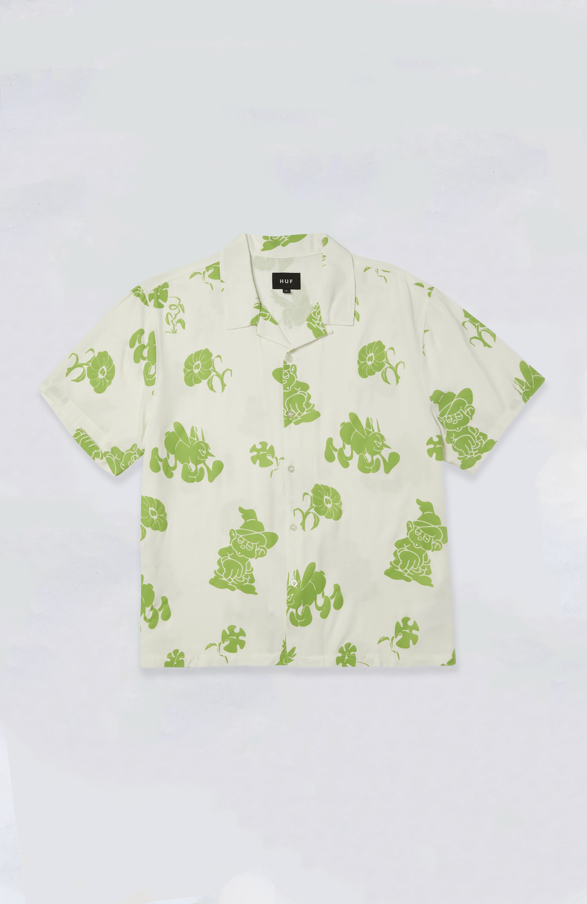 HUF Trip Flocked Short Sleeve Resort Shirt for Men - Stylish Summer Beach Vacation Shirt for Pool Parties & Tropical Getaways