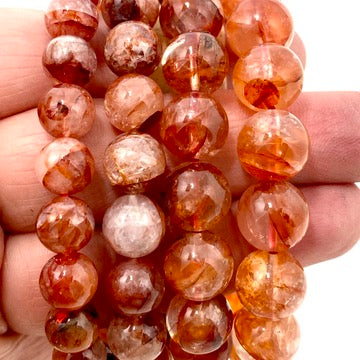 Natural Red Hematoid Fire Quartz Bracelet for Women - Healing Crystal Energy Jewelry for Meditation, Chakra Balancing & Spiritual Protection