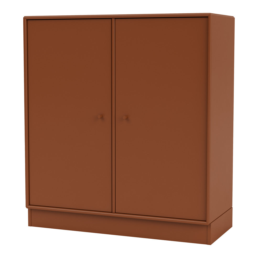 Modern 2-Door Lacquered Cabinet with Plinth Base - Stylish Storage Solution for Living Room, Bedroom or Office Organization