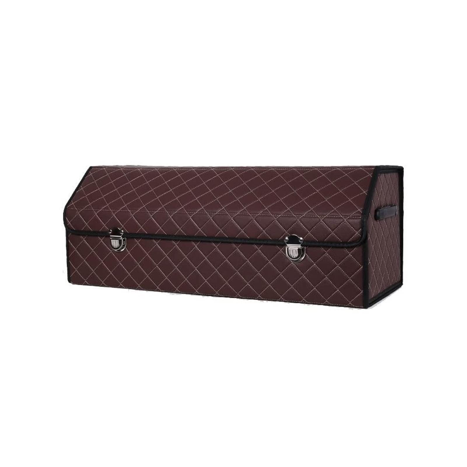Premium Leather Car Organizer - Collapsible Trunk Storage Box for Tidying & Stowing | Portable Auto Accessories | Ideal for Road Trips & Daily Commute (Brown)