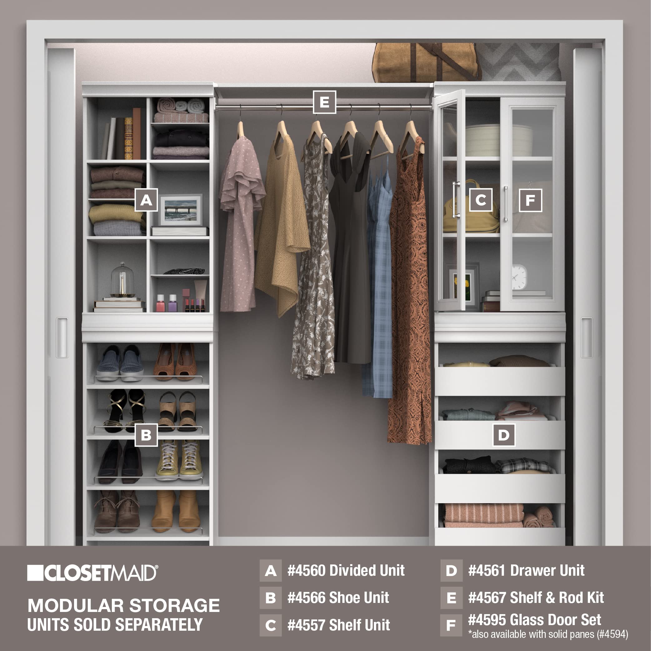 ClosetMaid 12-Shelf Modular Wood Closet Organizer - Adjustable Shelves with Dividers, Stackable Design, Full Backer & Decorative Trim in White | Perfect for Bedroom, Closet & Home Storage Organization