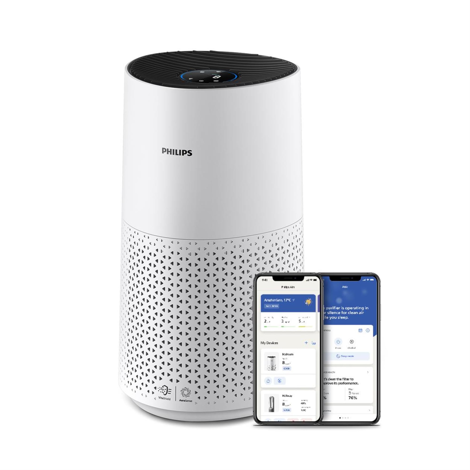 Philips 1000i Series Air Purifier with HEPA Filter - Removes 99.97% of Germs, Dust, Pollen & Allergens for Large Rooms up to 78 m² (840 sq ft), Ultra Quiet Sleep Mode, Ideal for Bedroom, Living Room & Office (Model AC1715/30)