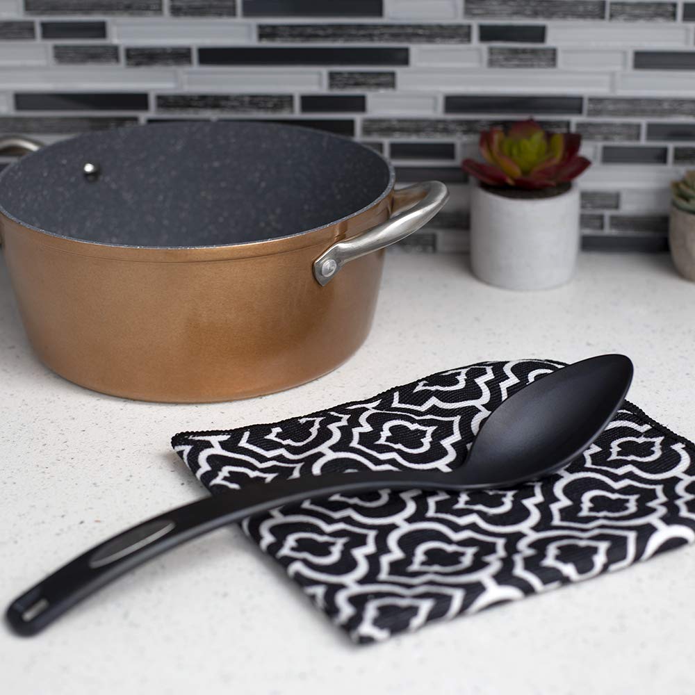 Heat-Resistant Non-Stick Flexible Nylon Kitchen Utensil Set - Curved Handle Spatula Spoon for Baking, Frying, Grilling & Cooking | Perfect for Serving, Mixing & Sauteing | Durable & Safe for All Cookware