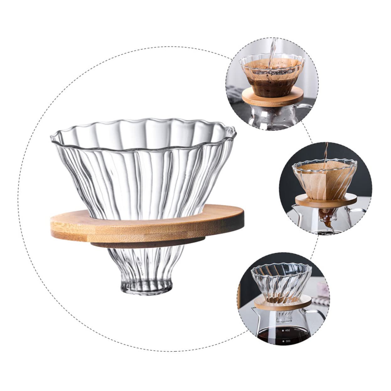 Glass Pour Over Coffee Maker Set - Dripper & Mug for Home Brewing