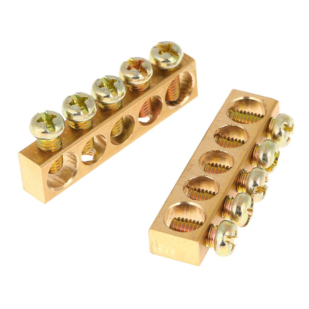 ViaGasaFamido 10pcs 5 Hole Brass Ground Bar - Electrical Wiring & Distribution for Home/Workshop