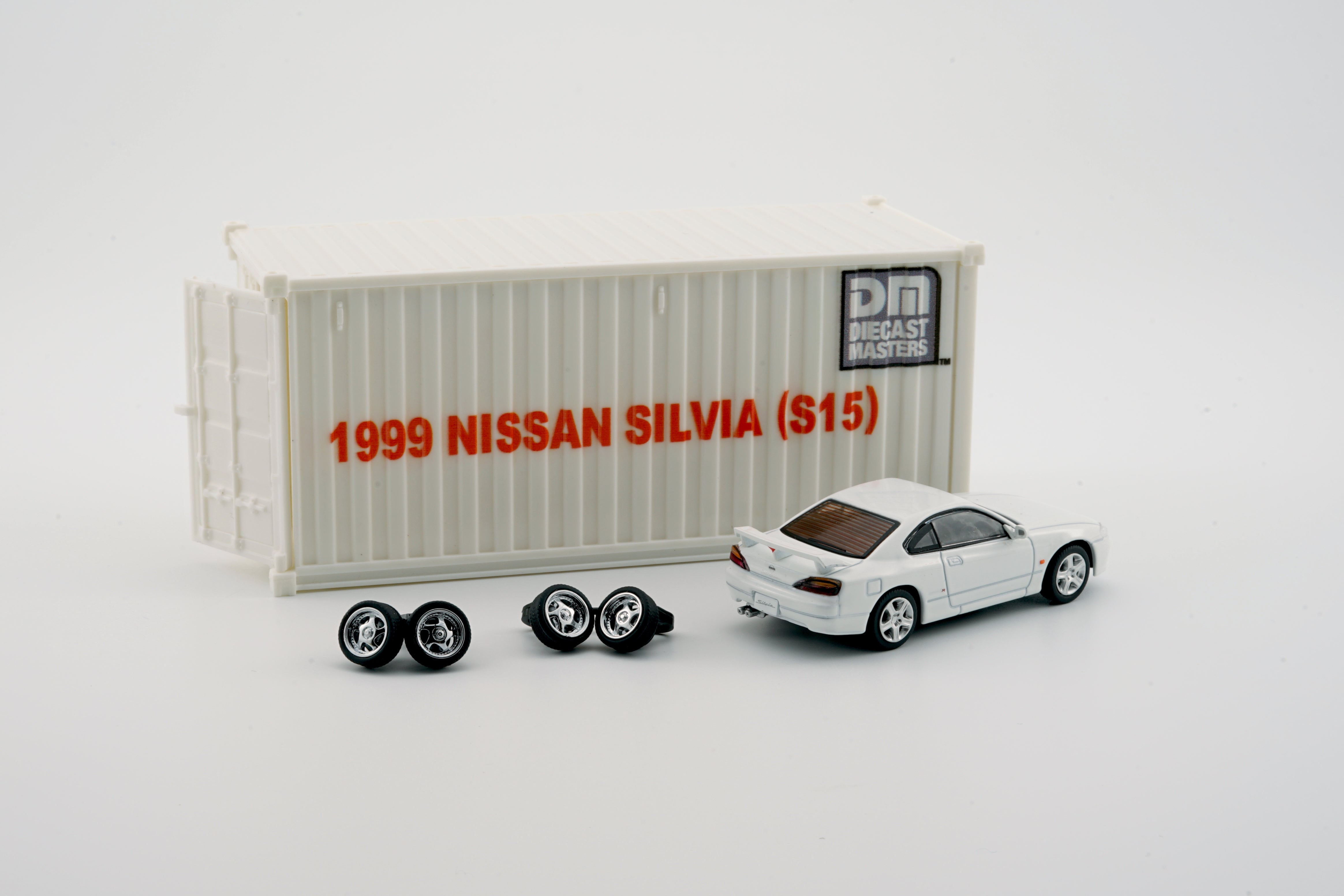 BM Creations 1:64 Scale Nissan Silvia S15 White Right-Hand Drive Diecast Model Car with Display Case - Perfect for Collectors, Display, and Racing Dioramas