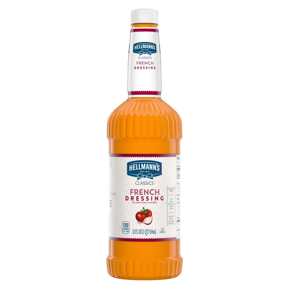 Knorr Hellmann's Classic French Salad Dressing - Gluten Free, No Artificial Flavors, No High Fructose Corn Syrup, Naturally Colored, 32 oz (Pack of 6) - Perfect for Salads, Sandwiches, Marinades & Home Cooking