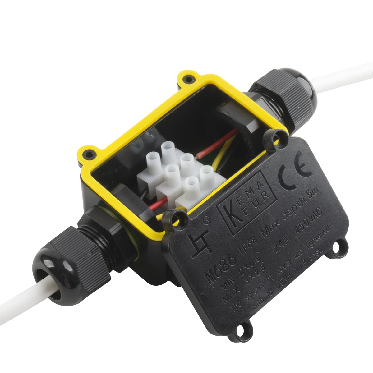 COMOPEZ 2-Way Underground Electrical Junction Box - IP68 Waterproof Outdoor Cable Connector for Wires 5-9mm, 9-12mm, 12-15mm (2 Pack) - Ideal for Landscape Lighting, Irrigation Systems & Underground Wiring Projects