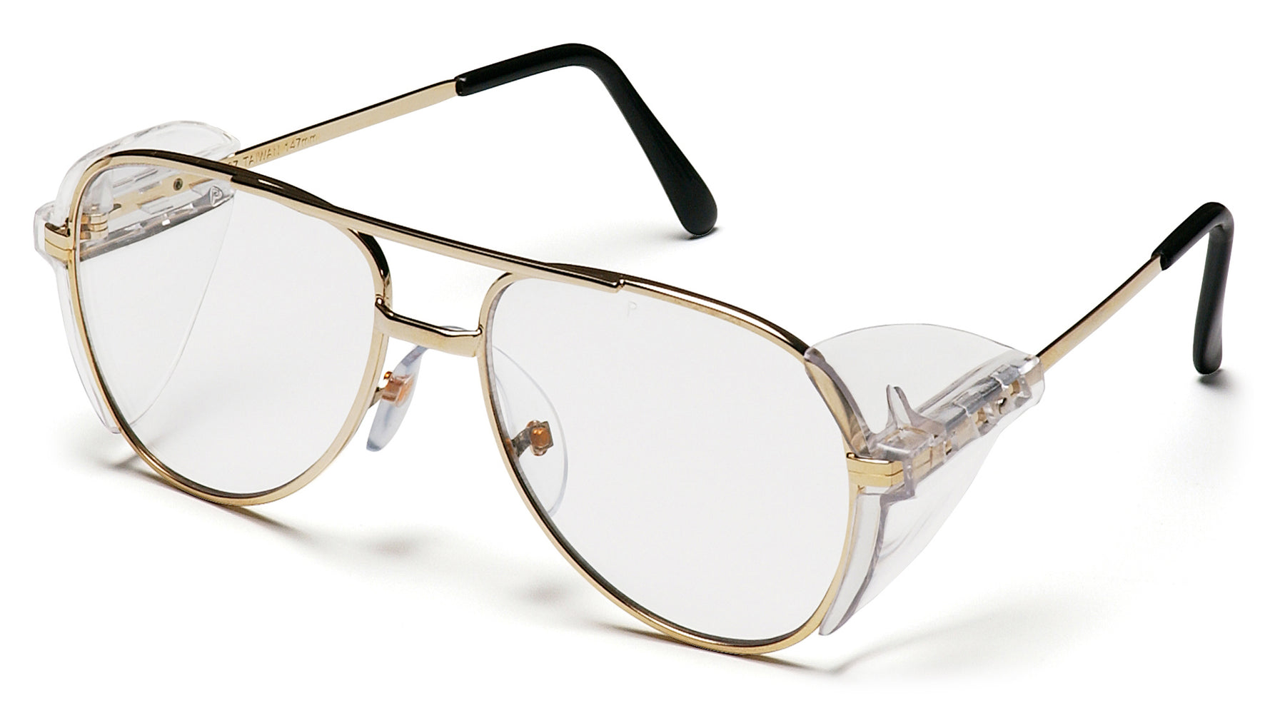 Pyramex Pathfinder Aviator Safety Glasses - Gold Frame & Clear Lens ANSI Z87.1 Certified for Construction, Woodworking & Outdoor Activities