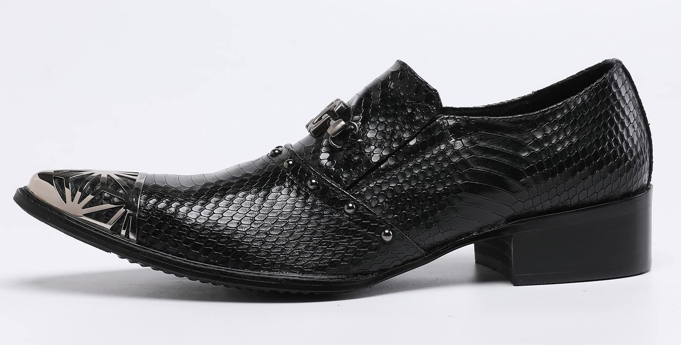 Santimon Men's Dress Shoes - Suede Leather Buckle Loafers with Metal Tip for Wedding & Formal Occasions | Comfortable Single Strap Slip-On Shoes for Business, Party & Office Wear