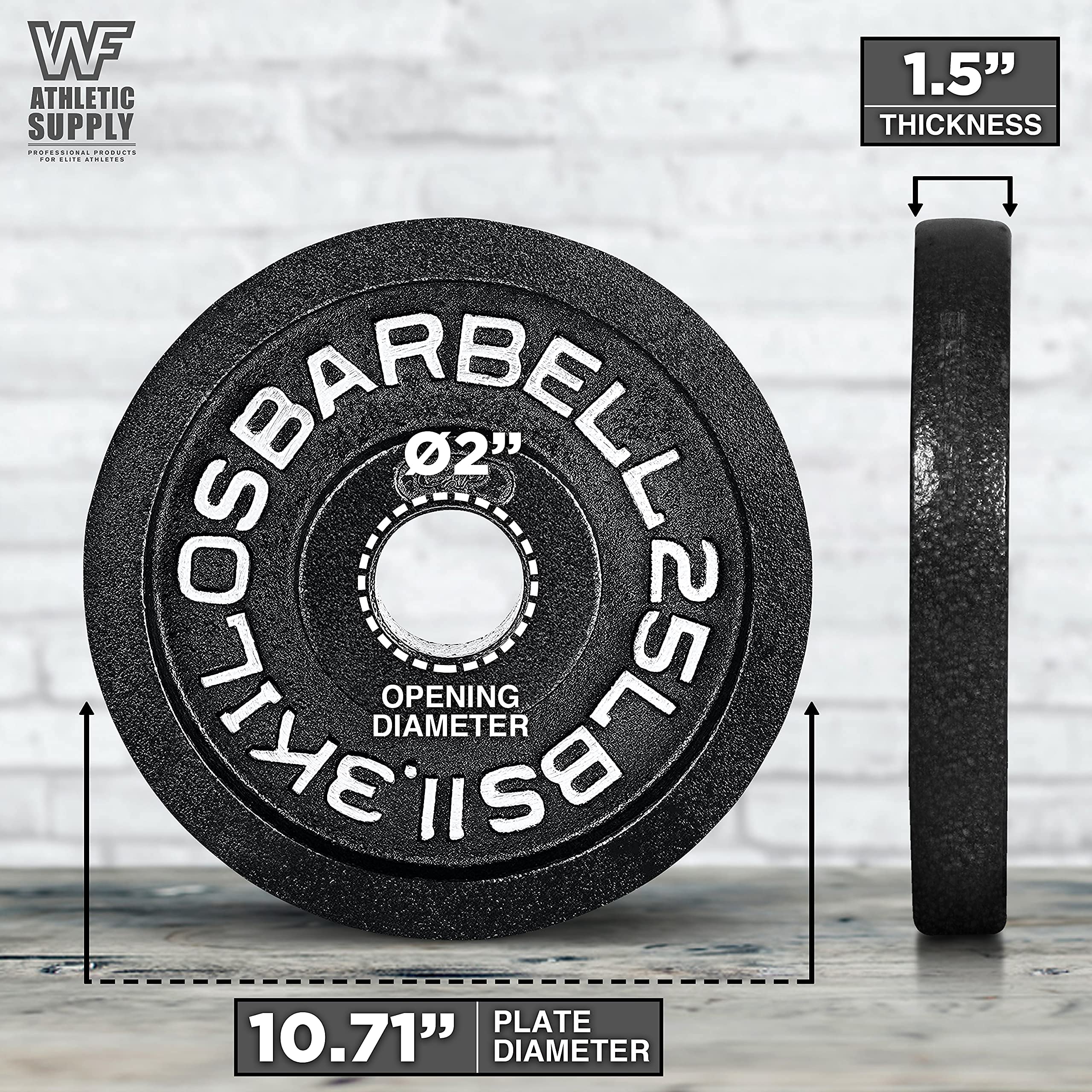 CAPHAUS 2-Inch Olympic Weight Plates - Solid Cast Iron Barbell Plates for Strength Training, Weightlifting, Bodybuilding & Powerlifting - Perfect for Home Gyms, CrossFit & Commercial Fitness Centers