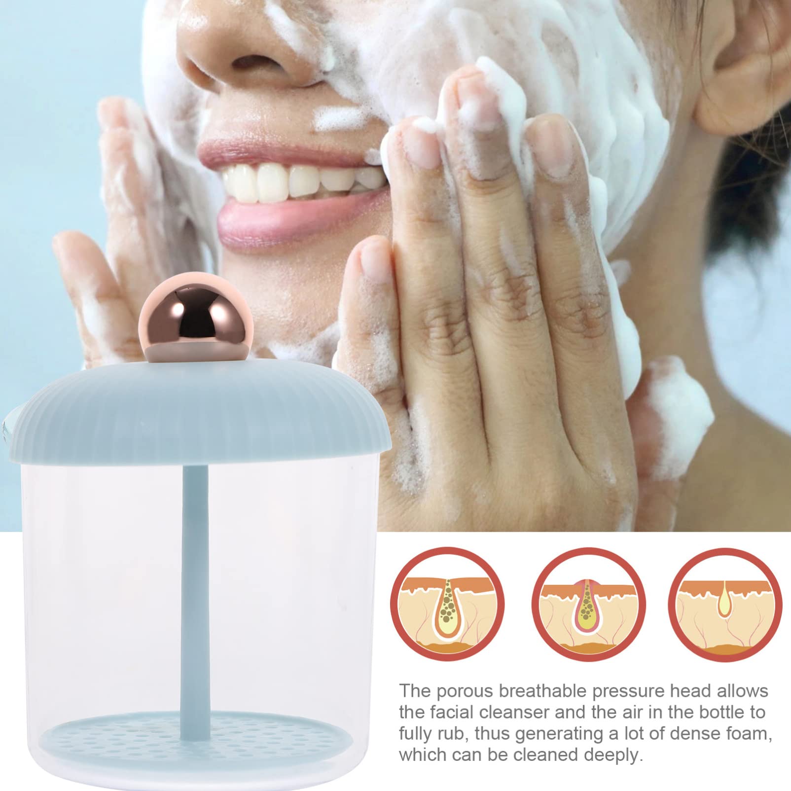 Beavorty Foam Face Wash - Perfect Whip Facial Cleanser | Korean Skincare Tool | Portable Manual Soap Foamer & Frother | For Gentle Cleansing & Deep Pore Care | Perfect for Travel, Daily Skincare Routine & Spa Days