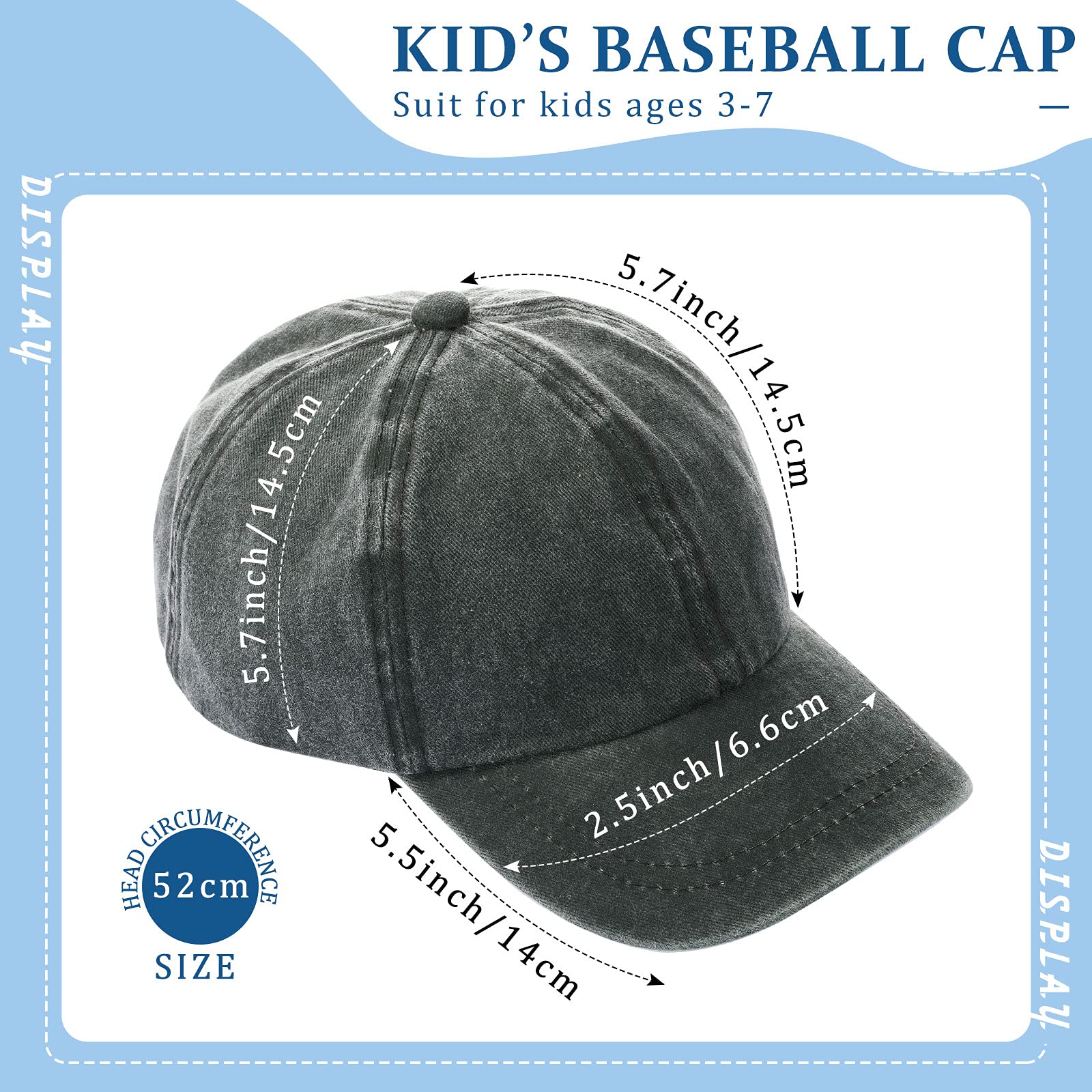 4-Pack Distressed-Washed Adjustable Baseball Hats for Toddlers & Kids - Plain Cotton Summer Trucker Caps for Boys & Girls - Perfect for Outdoor Play, Sports & Sun Protection