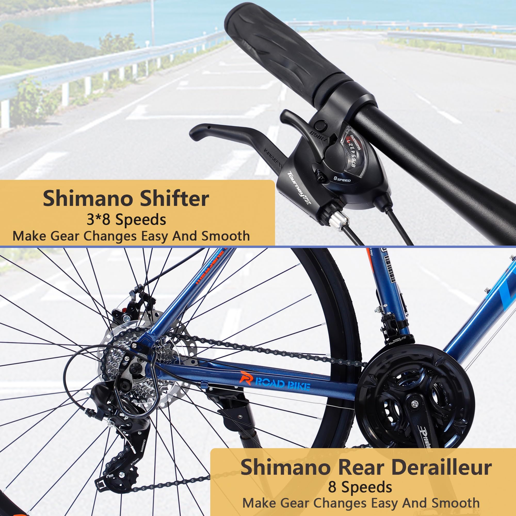 **MEGHNA 700C Road Bike - 24-Speed Hybrid Commuter Bike with Dual Disc Brakes for Men & Women - Perfect for City Riding, Fitness & Daily Commutes**