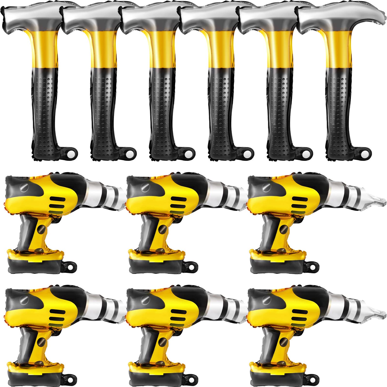 12-Piece Hammer Balloons & Drill Balloons Set - 17 Inch Inflatable Construction Party Decorations for Father's Day, Birthday, DIY Party | Fun Construction-Themed Party Supplies for Men, Husband, Boyfriend Gifts & Construction Worker Retirement Decorations