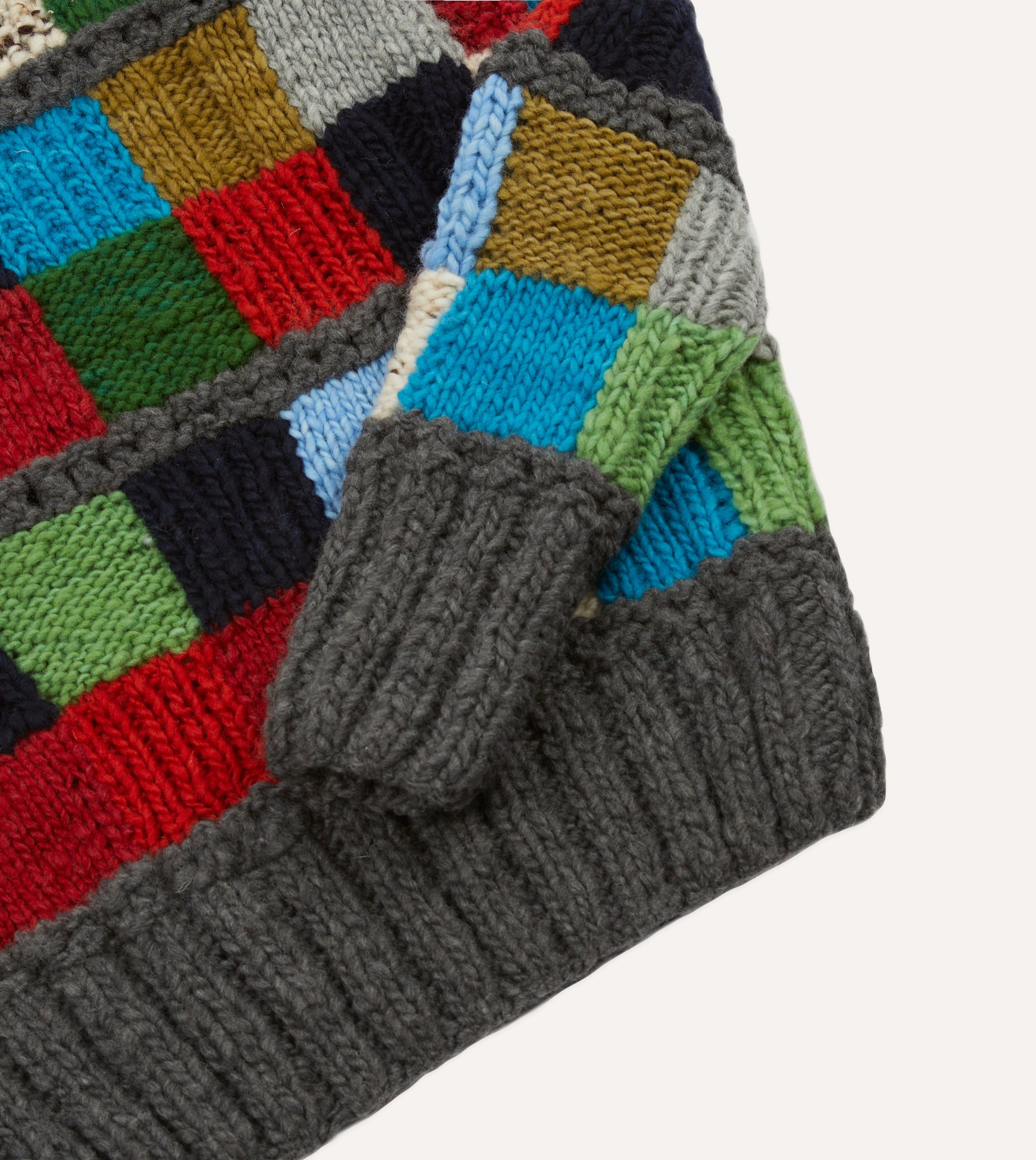 Drake's Patchwork Merino Wool Jumper - Premium Knit Sweater for Men - Cozy Winter Fashion for Casual & Office Wear