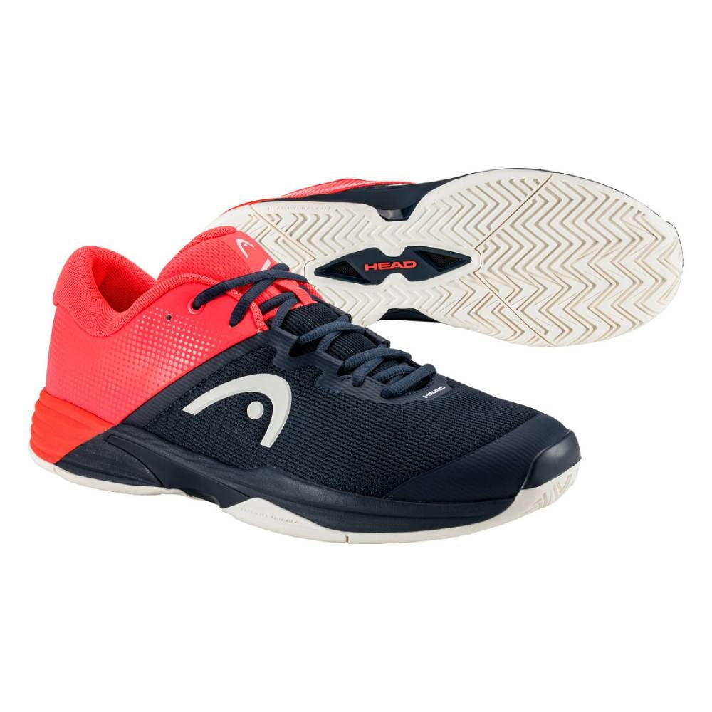 Head Revolt Evo 2.0 Men's Tennis Shoes - Lightweight Performance Court Shoes for Men in Dark Blue/Neon Red - Perfect for Competitive Matches & Casual Play