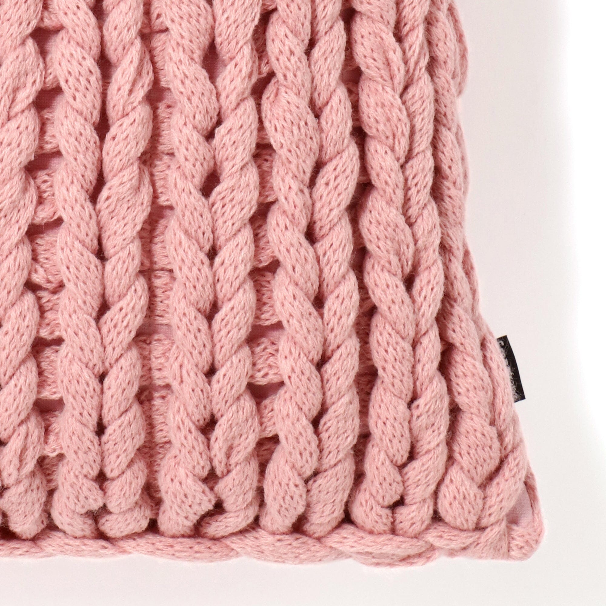 Chunky Knit Cushion Cover 18x18 Inches Pink - Soft Boho Pillow Case for Sofa, Bed, Living Room Decor
