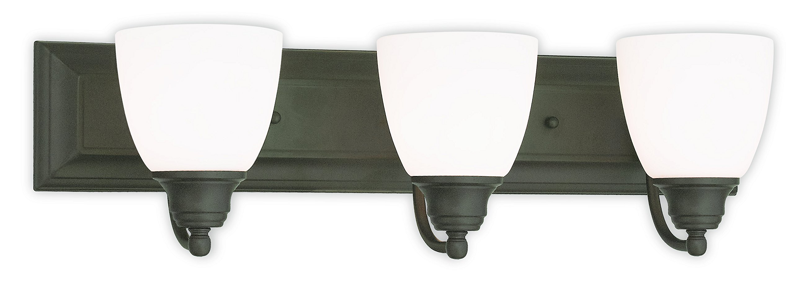 Livex Lighting 10503-07 Transitional 3-Light Bathroom Vanity Light Fixture - Bronze/Dark Finish - Springfield Collection - Perfect for Modern Bathrooms, Powder Rooms & Home Renovations