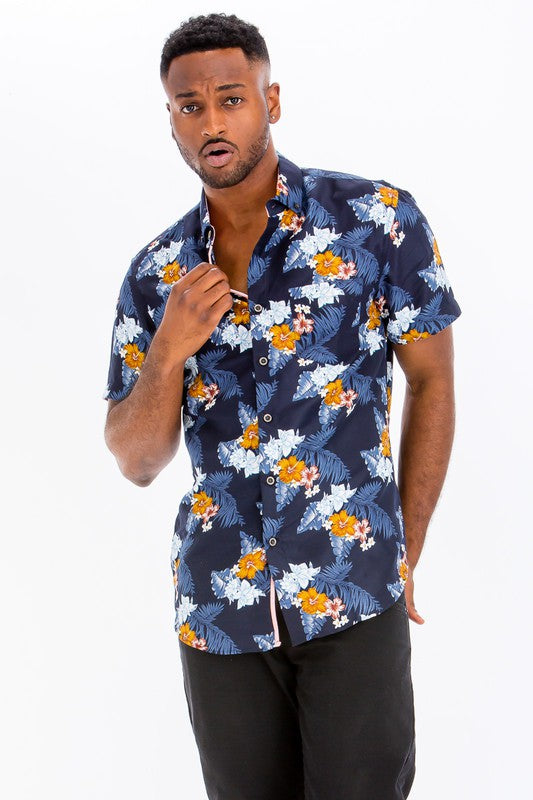 Hawaiian Shirt for Men & Women - Tropical Floral Print Short Sleeve Button Down Shirt | Beach Vacation, Summer Party, Casual Wear