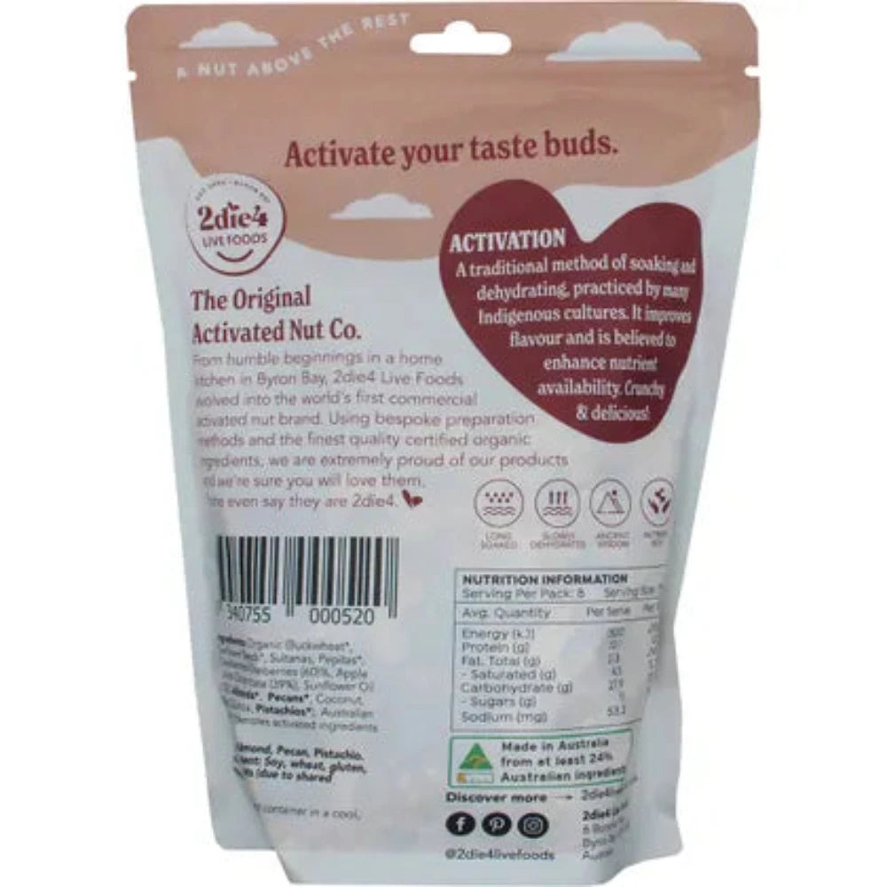 2DIE4 LIVE FOODS Activated Organic Muesli 600g - Healthy Breakfast Cereal with Nuts & Fruits | Perfect for Vegan, Gluten-Free Diets & Active Lifestyles